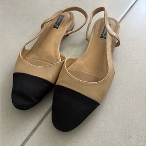 Slingback Flats - Tan and Black 7